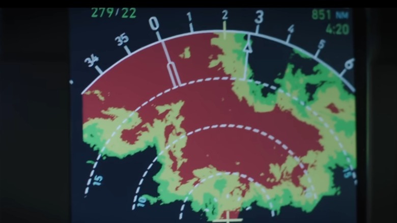 Radar display shows a massive storm