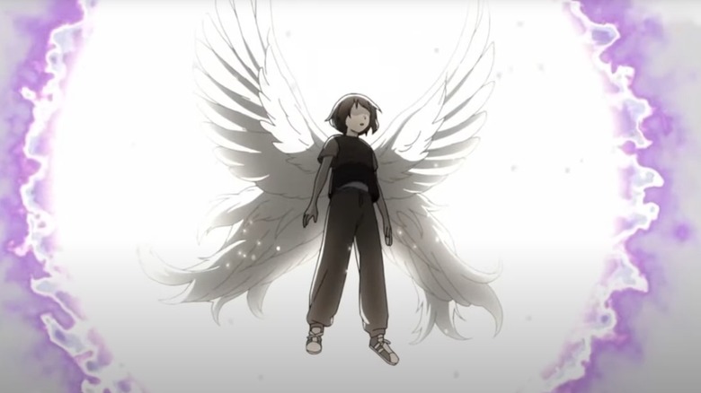 Shuji wearing angel wings in Platinum End