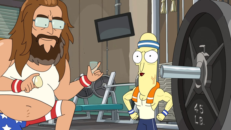 Mr. Poopybutthole lifts weights