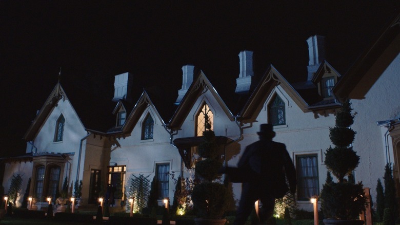 Wide angle shot of the mansion