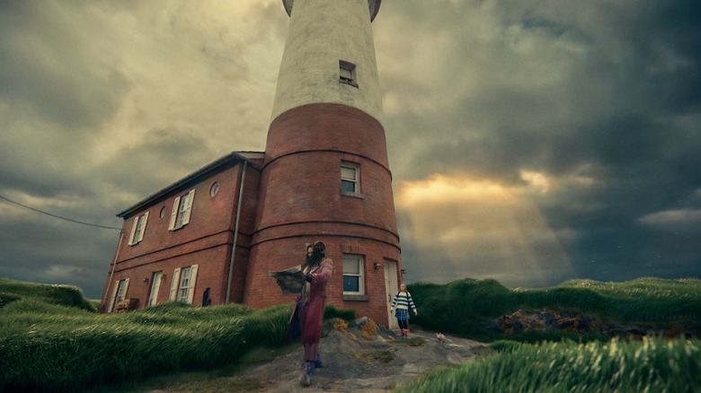 Flip and Nemo exit the lighthouse