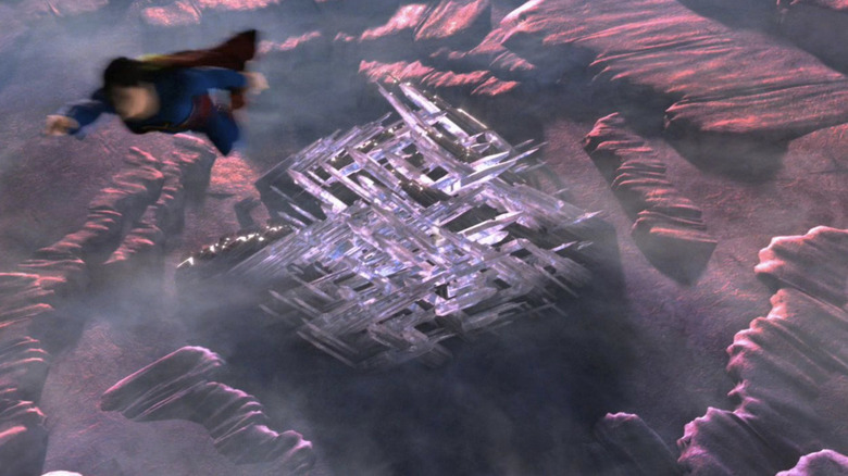 Superman takes flight above the Fortress