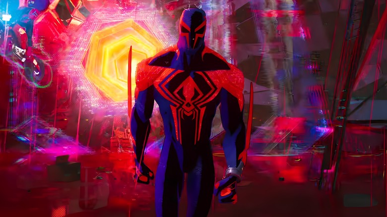 Spider-Man 2099 walks forward