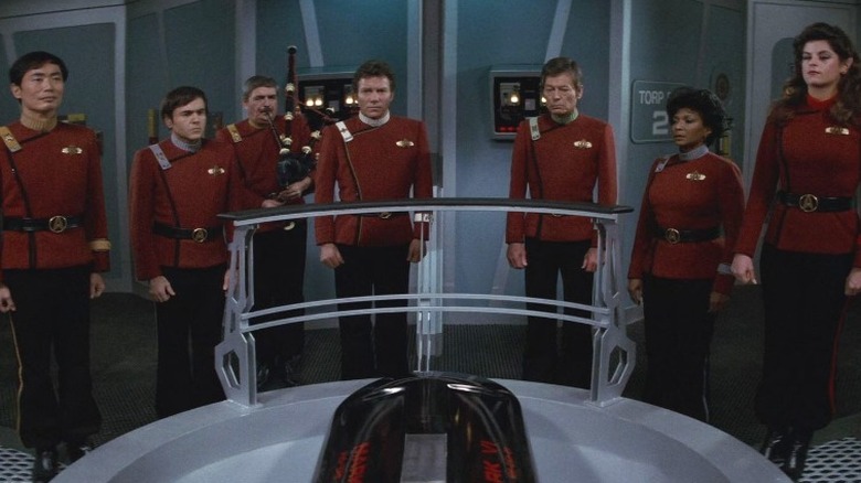 Enterprise crew at Spock's funeral