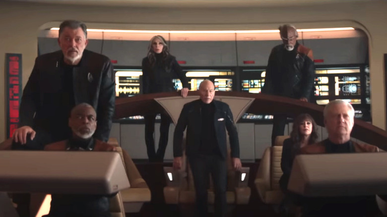 The Enterprise crew on the bridge