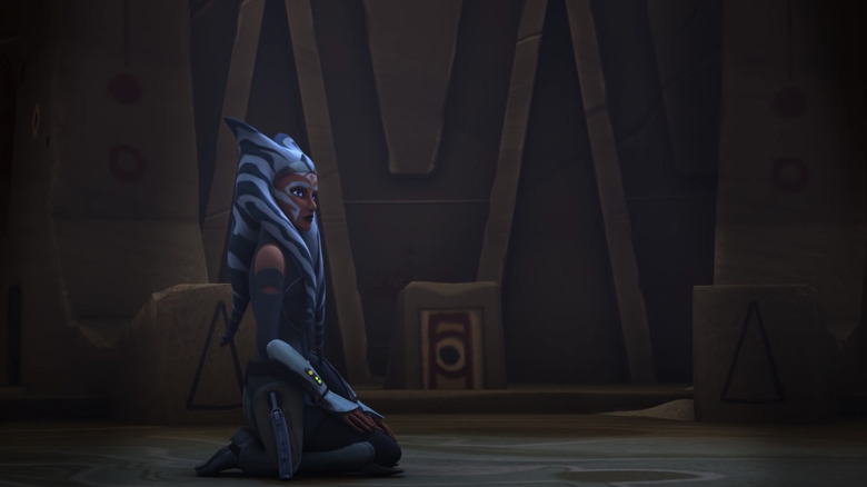 Ahsoka kneels down