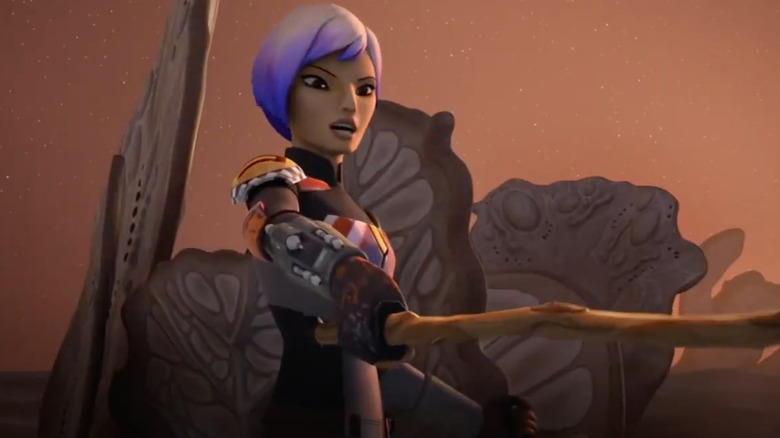 Sabine holds a stick