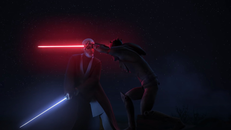 Darth Maul and Obi-Wan fight 