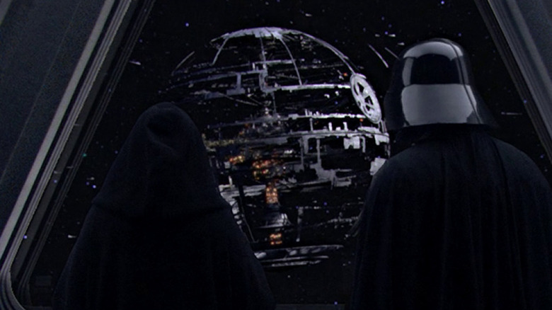 Vader and Palpatine surveying Death Star