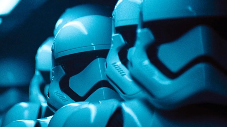 Stormtroopers prepare for battle in "Star Wars: The Force Awakens"