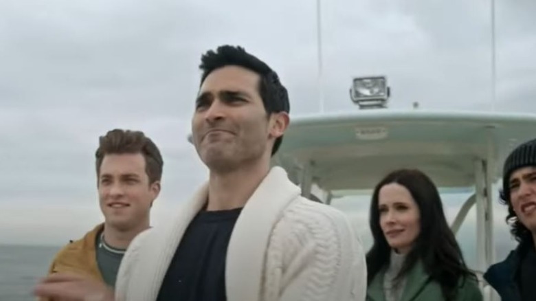 Lois, Clark, Jonathan and Jordan on a boat