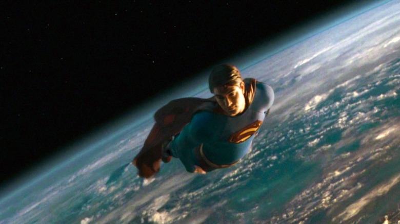 Superman flies over Earth