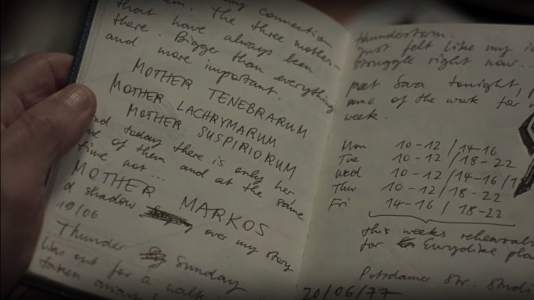 Three Mothers notebook in Suspiria