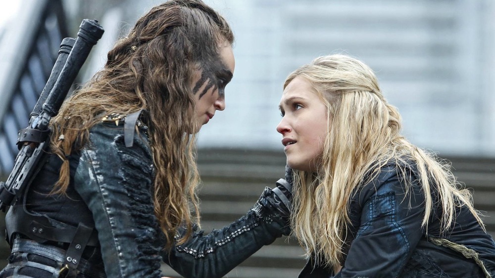 Clarke and Lexa looking at each other lovingly