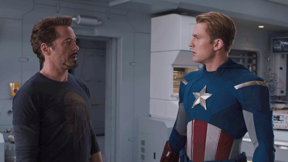 Tony Stark and Steve Rogers arguing 