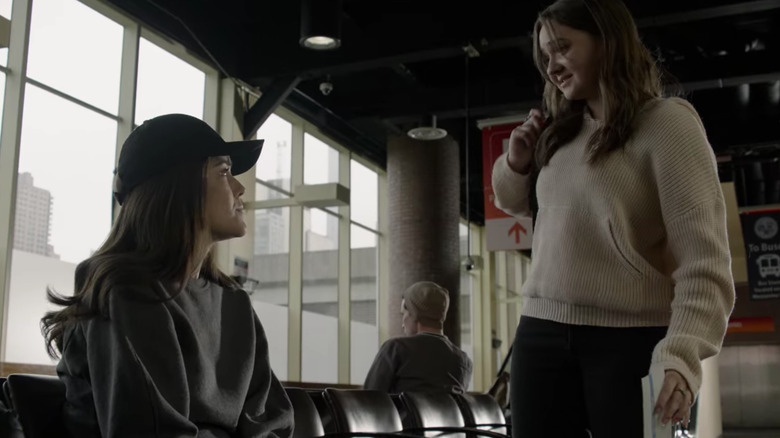 Megan Boone and Delphina Belle in airport