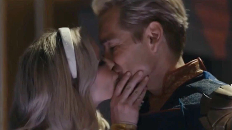 Starlight and Homelander share a kiss for the cameras