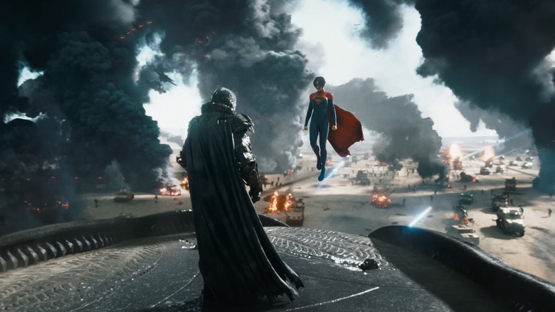 Supergirl facing Zod on battlefield