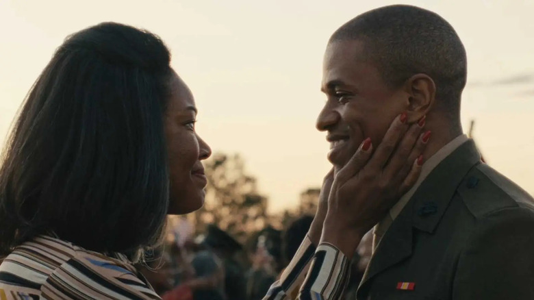 Gabrielle Union touching an actor's' face