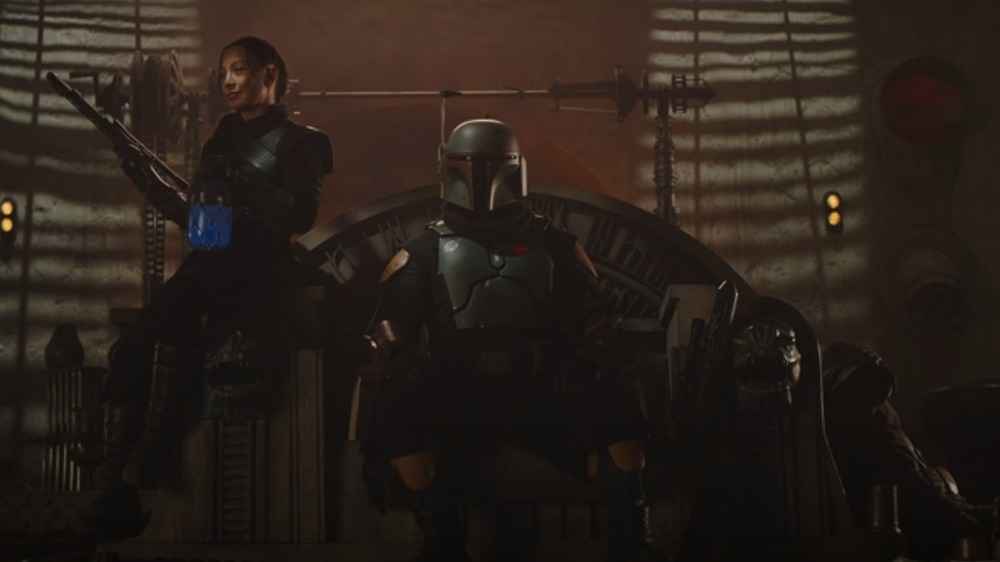 Boba Fett sitting on throne