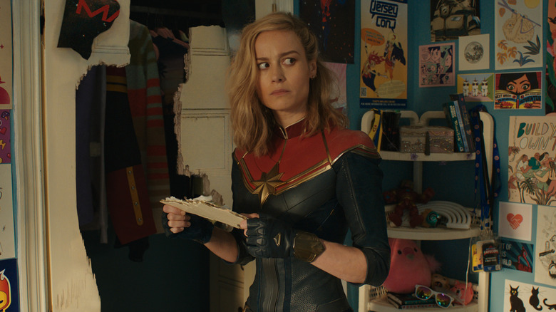 Captain Marvel looks around