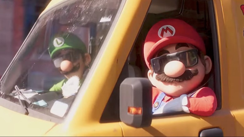 Mario and Luigi wearing shades in their truck