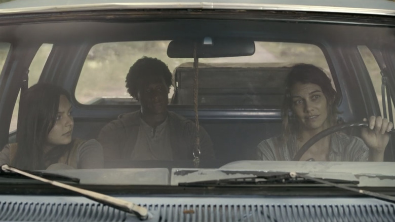 Lydia, Elijah, and Maggie in truck