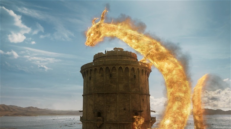 Fire dragon with tower