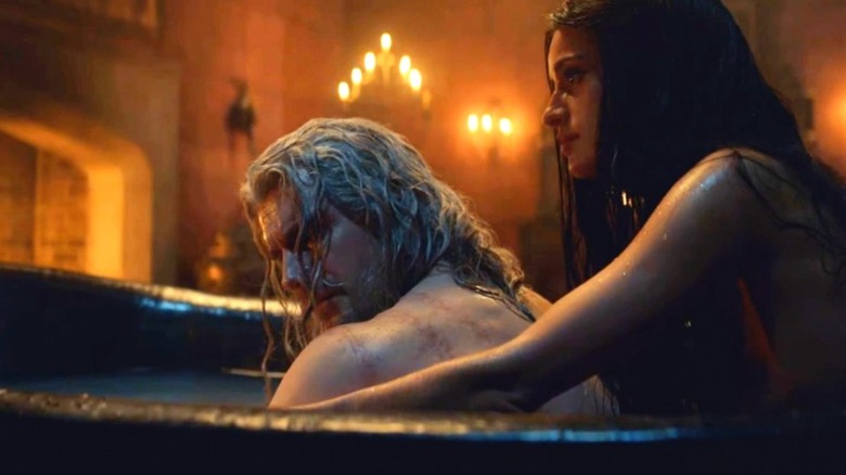 Geralt and Yennefer bathing