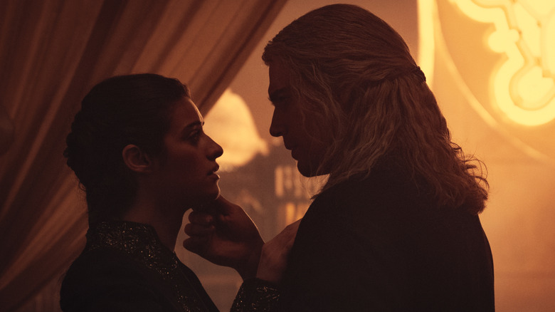 Geralt and Yennefer embracing