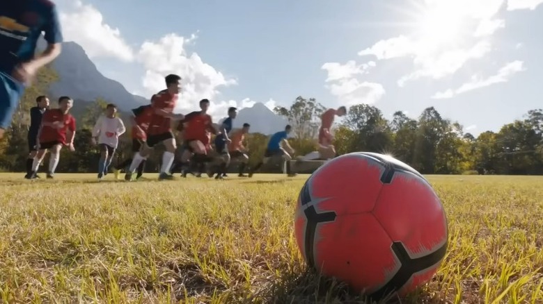 Soccer team riding