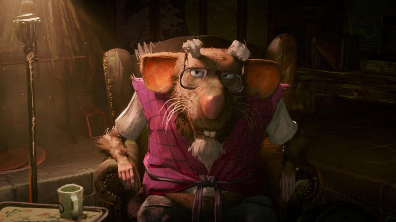 Splinter sitting in chair, disappointed