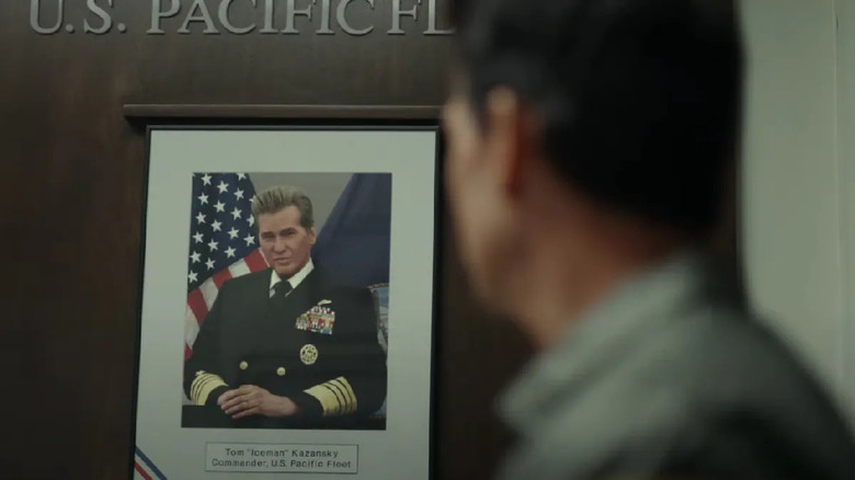 Maverick looking at Iceman's picture