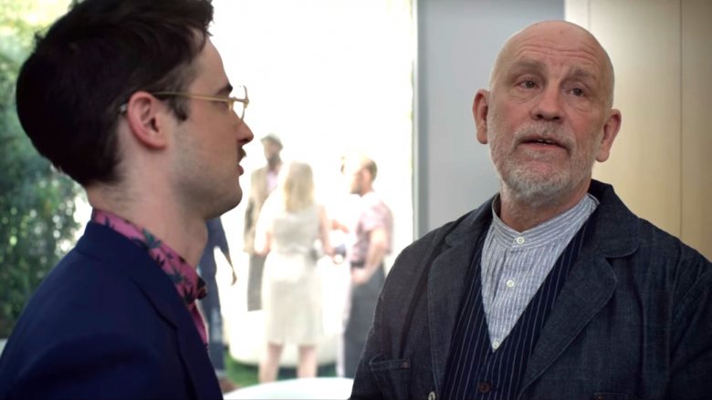 ​John Malkovich as Piers and Tom Sturridge as Jon Dondon in Velvet Buzzsaw