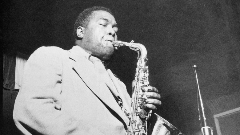 Charlie Parker plays the saxophone