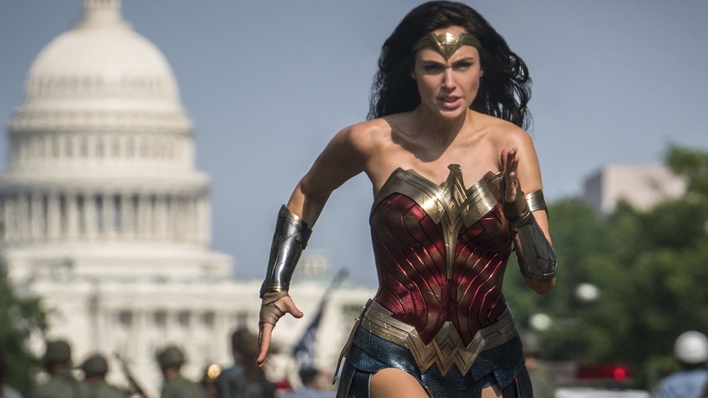 Wonder Woman running through Washington D.C.