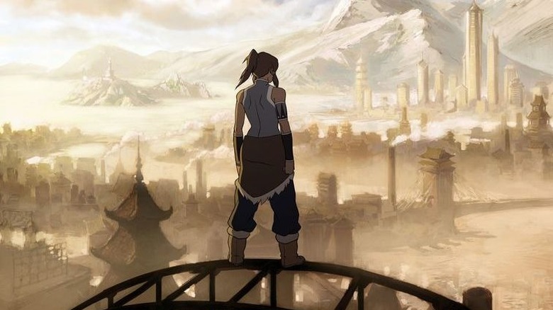 Korra looking at Republic City