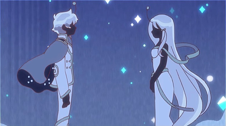 Space Outlaw and Space Princess in silhouette