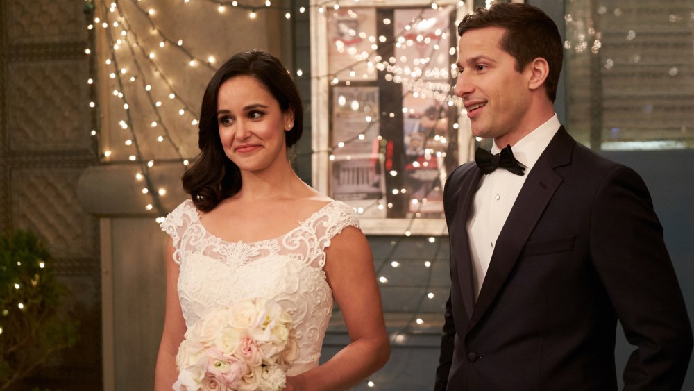 Melissa Fumero and Andy Samberg in Brooklyn Nine-Nine