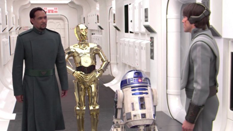 R2-D2 and C-3PO are given to Captain Antilles by Bail Organa