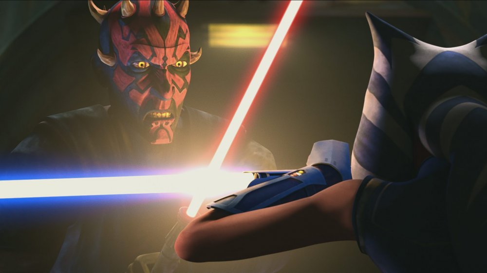 Darth Maul versus Ahsoka Tano in The Clone Wars