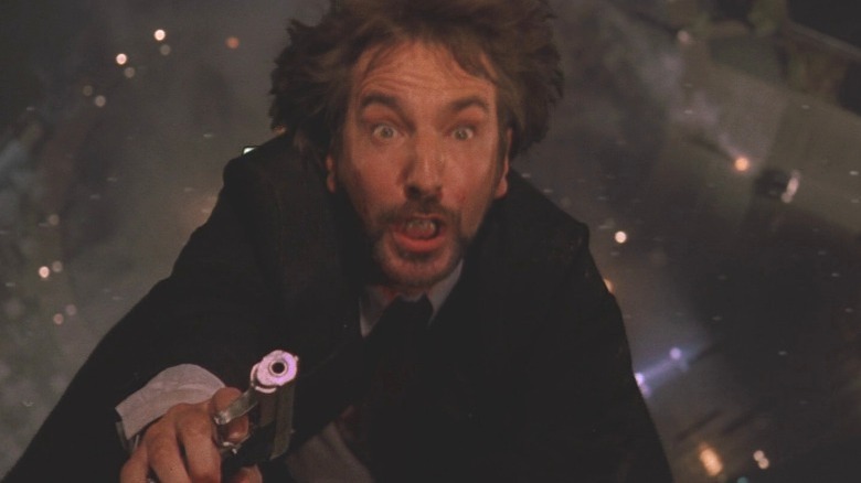 Hans Gruber falling from tower