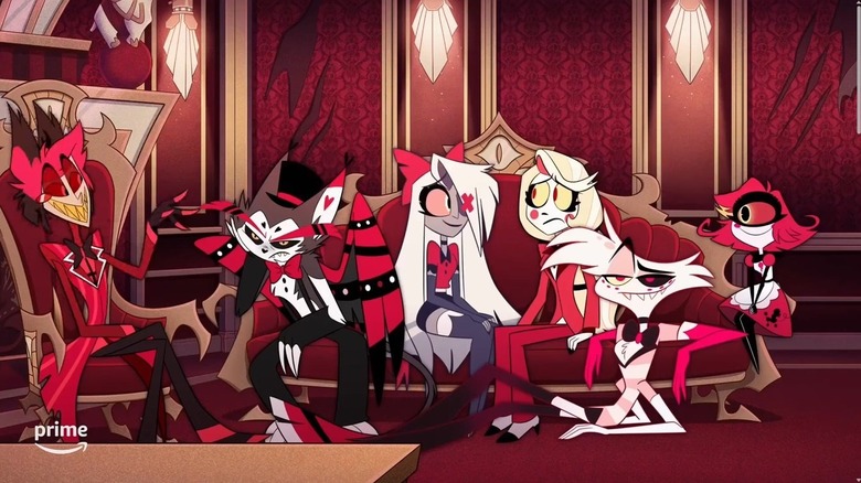 The Hazbin Hotel staff sitting together