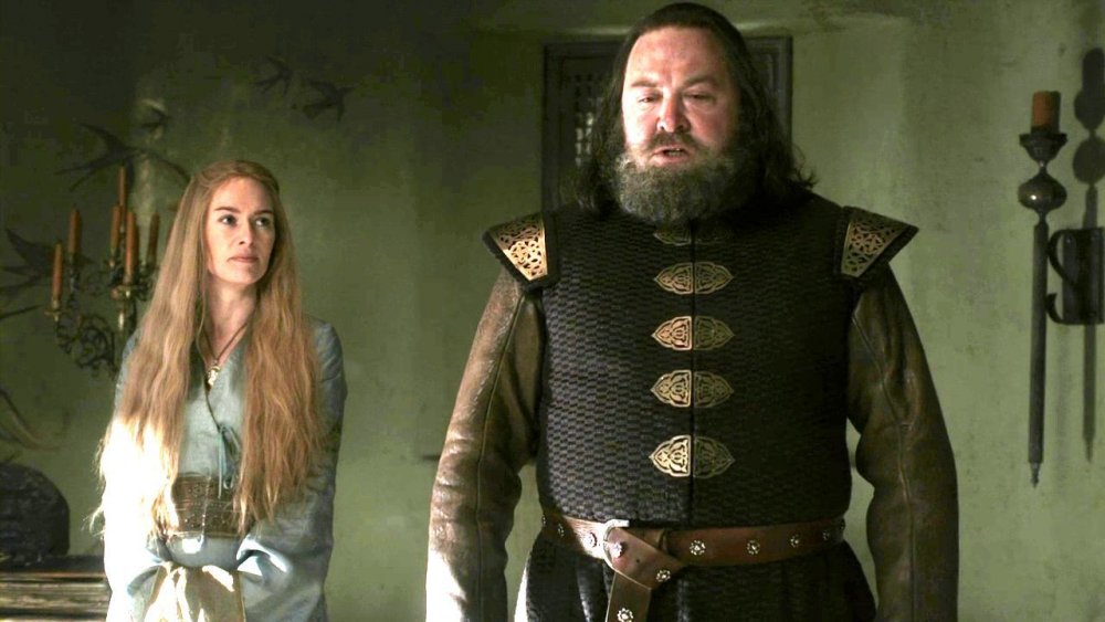 Lena Headey as Cersei Lannister and Mark Addy as Robert Baratheon in Game of Thrones