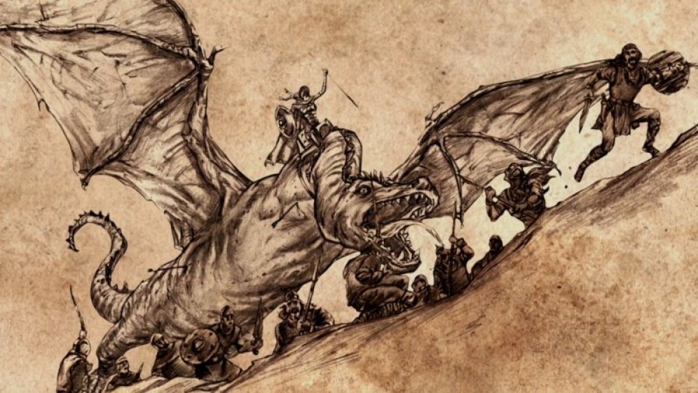 Rhaenys Targaryen atop Meraxes, her dragon, from Game of Thrones