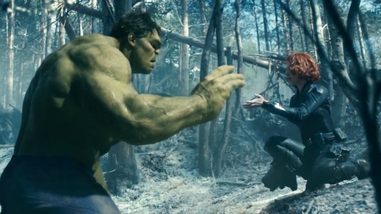 Black Widow helps calm Hulk down