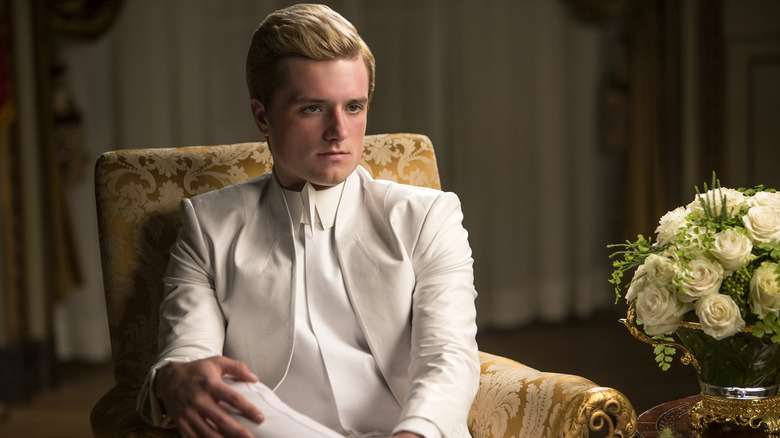 Brainwashed Peeta wearing white suit