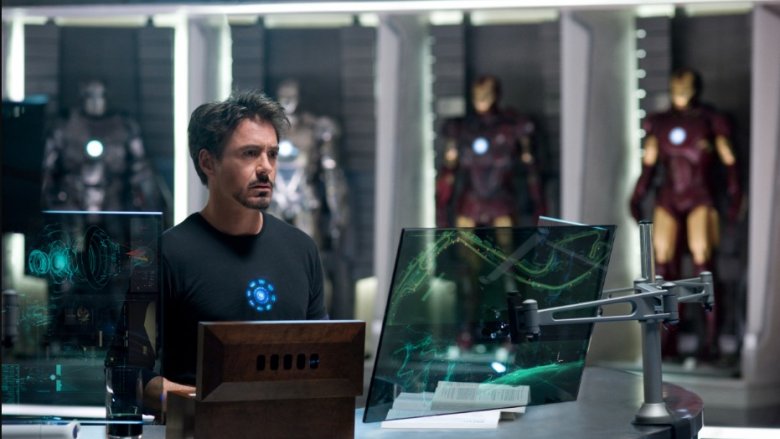 Iron Man behind his computers in Iron Man 2