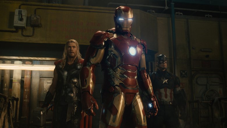 Iron Man, Thor, and Captain America in Avengers: Age of Ultron