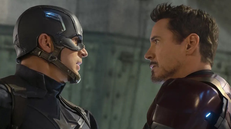 Captain America and Tony Stark face off